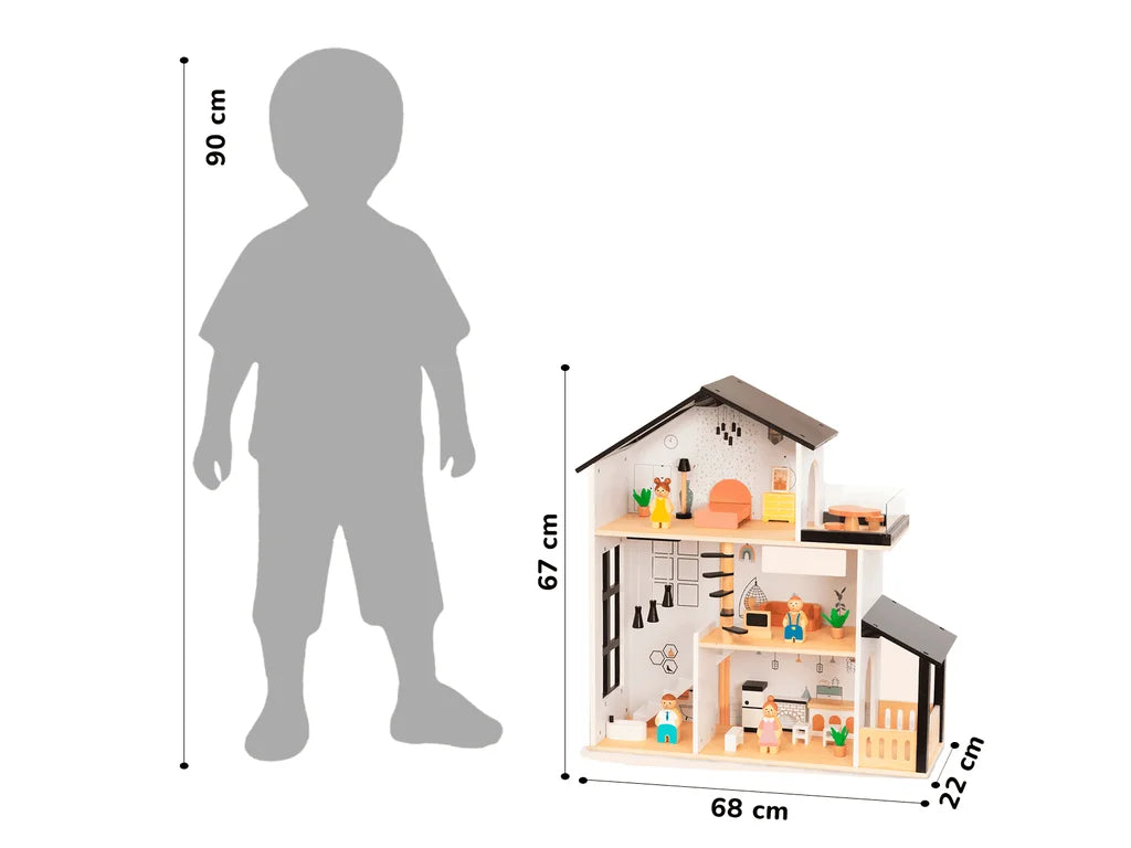 Three-Storey Wooden Dollhouse – NORDI, handmade wooden toy, made in Czech Republic