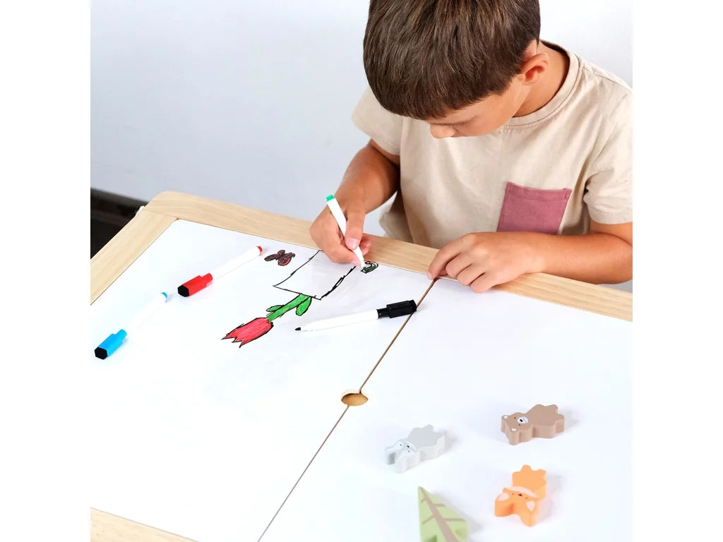 Reversible Kids Activity Table – Drawing Surface & Play Scene, 2 Heights