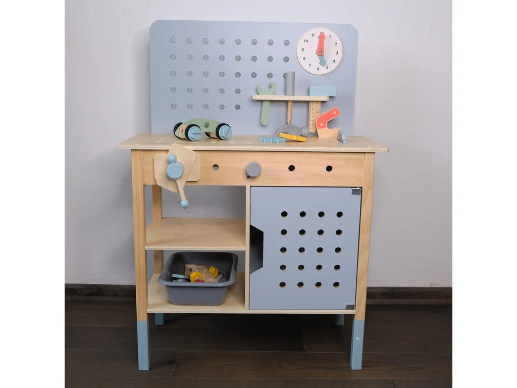 Kids Wooden Play Workbench, handmade wooden toy, made in Czech Republic
