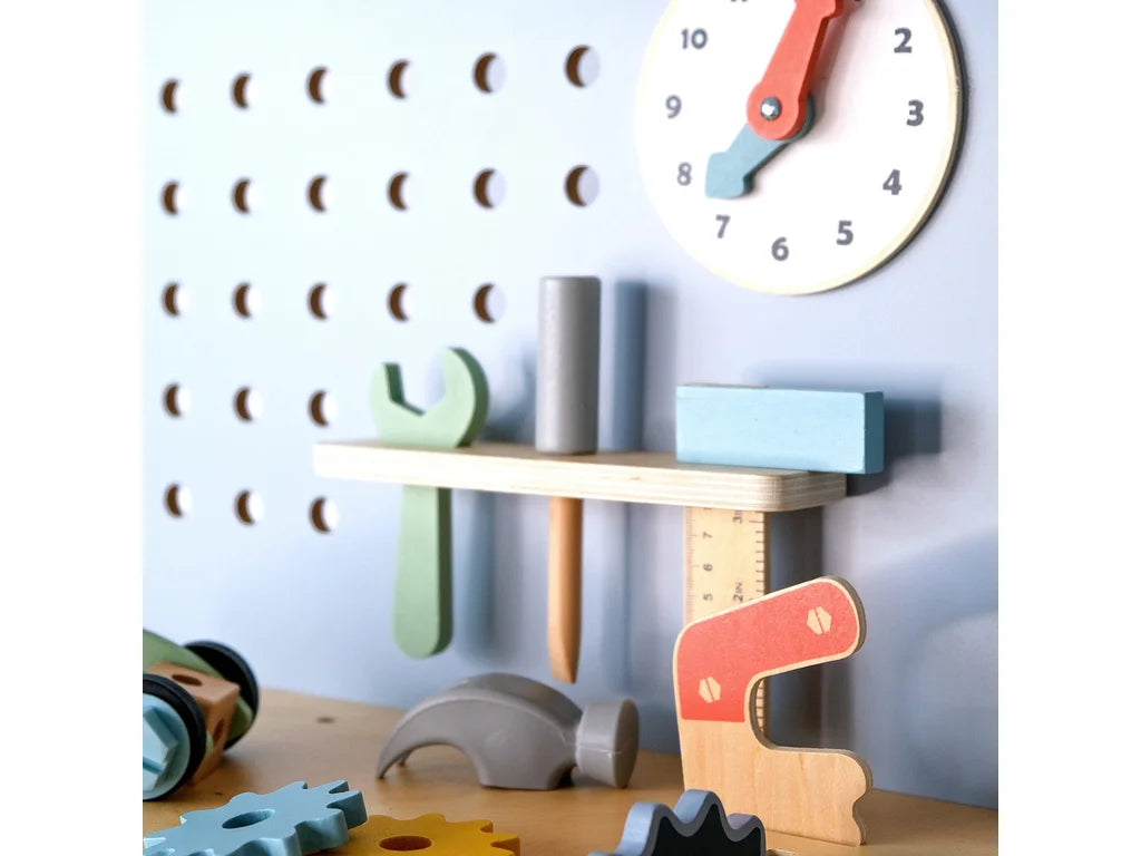 Kids Wooden Play Workbench, handmade wooden toy, made in Czech Republic