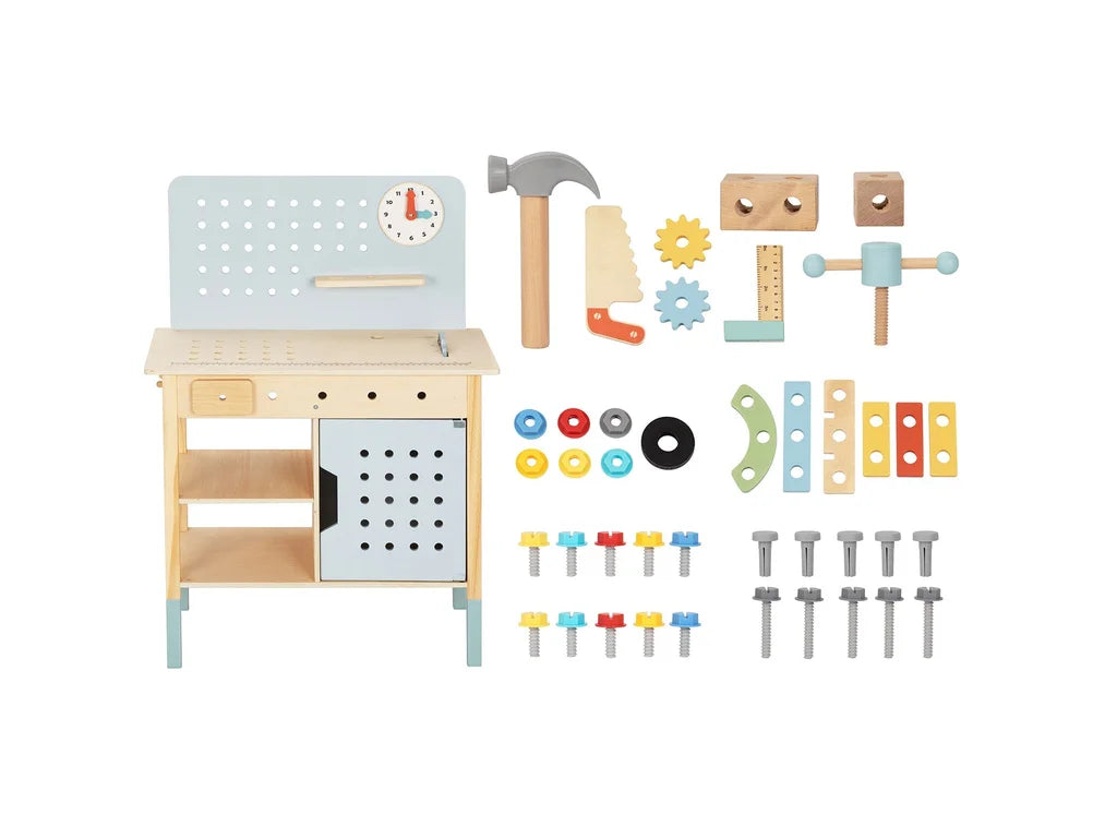 Kids Wooden Play Workbench, handmade wooden toy, made in Czech Republic