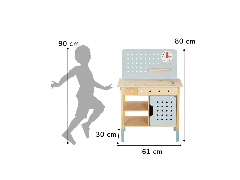 Kids Wooden Play Workbench, handmade wooden toy, made in Czech Republic