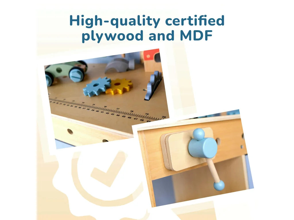 Kids Wooden Play Workbench, handmade wooden toy, made in Czech Republic