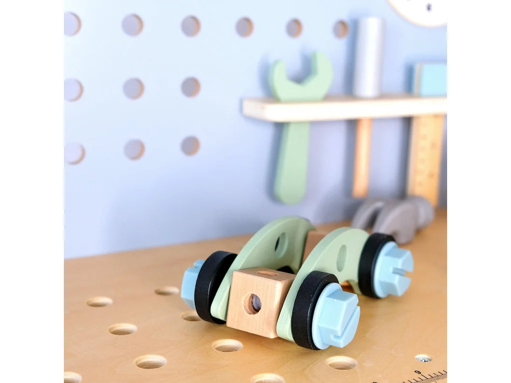 Kids Wooden Play Workbench, handmade wooden toy, made in Czech Republic