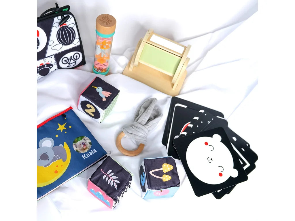 Montessori Sensory Play Box – 0–6 Months, 6-Toy Set