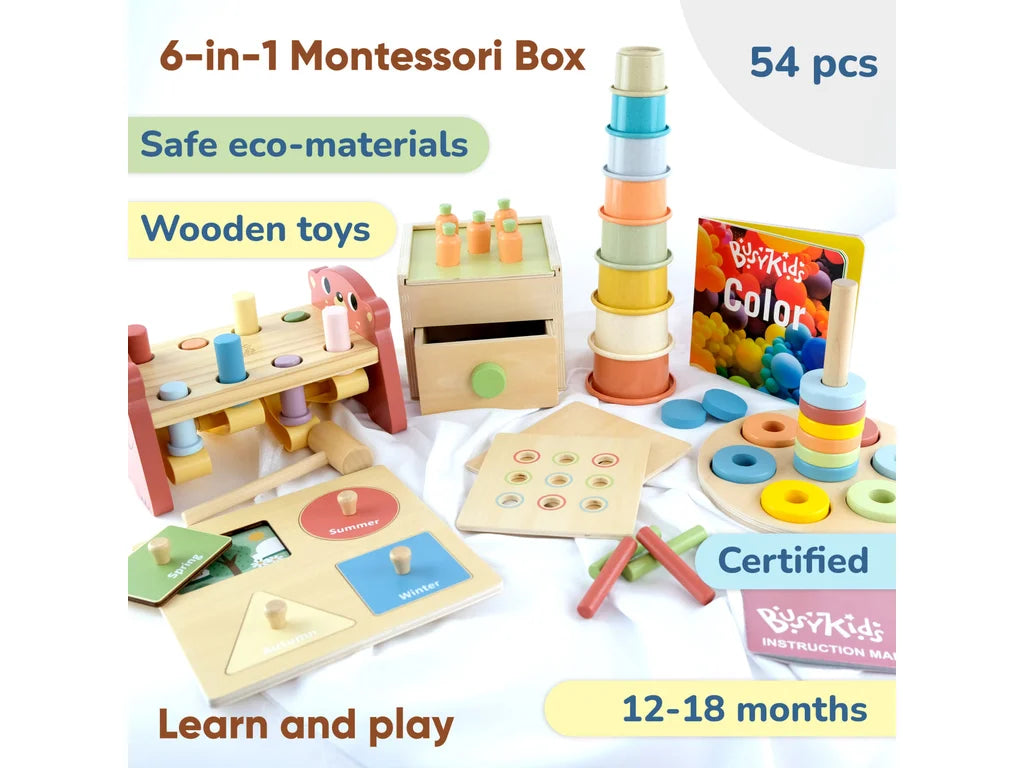Montessori Stacking & Sorting Play Box – 12–18 Months