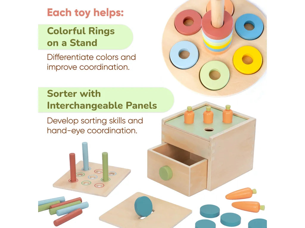 Montessori Stacking & Sorting Play Box – 12–18 Months