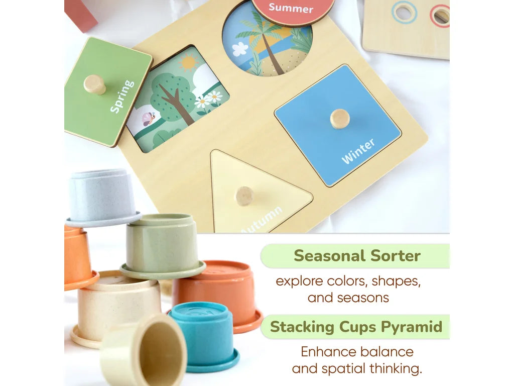 Montessori Stacking & Sorting Play Box – 12–18 Months