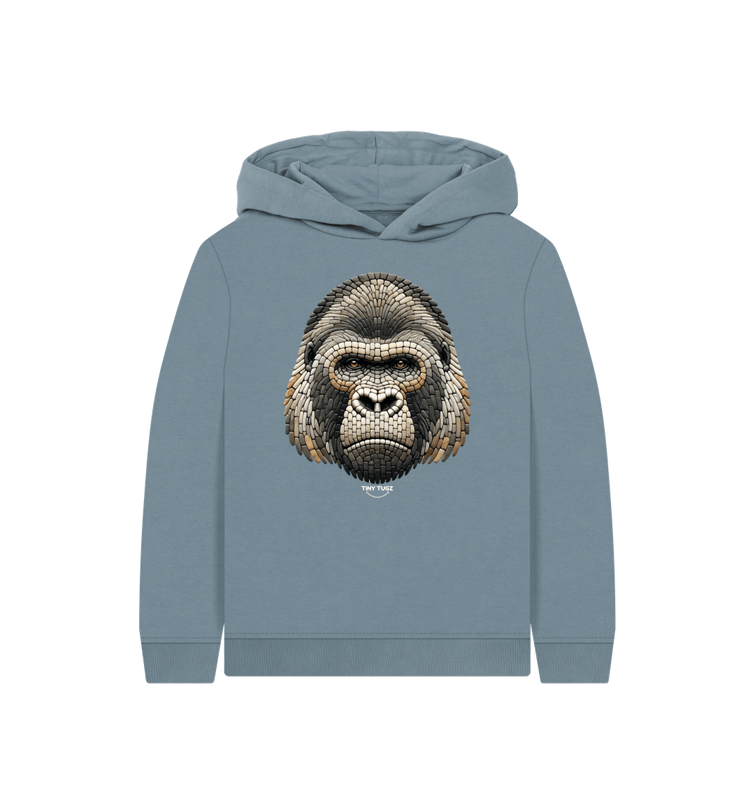Stone Blue Printed Kids Hoodie