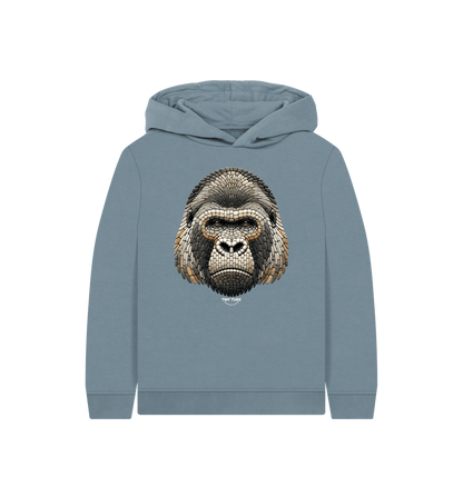 Stone Blue Printed Kids Hoodie