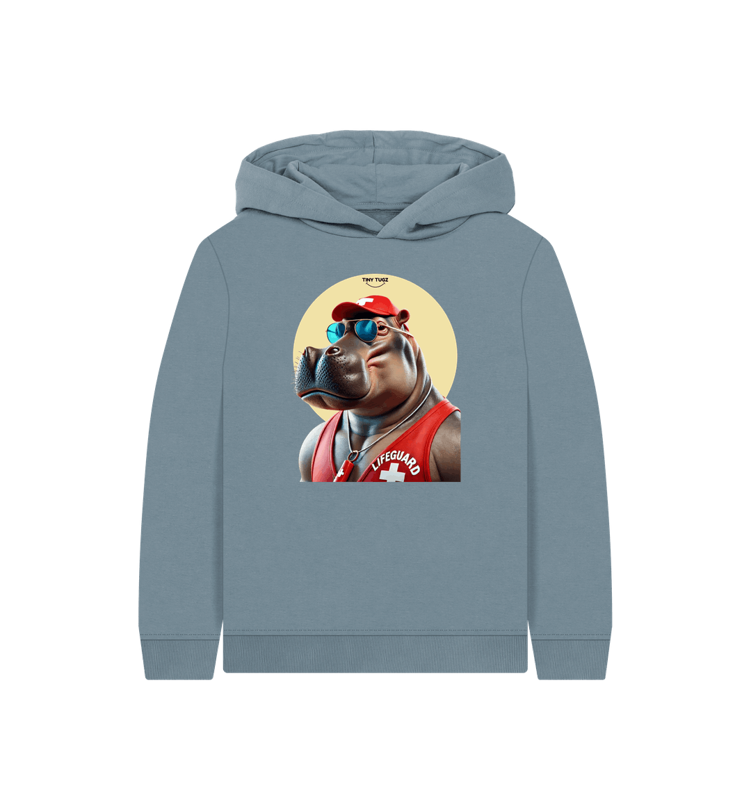 Stone Blue Printed Kids Hoodie