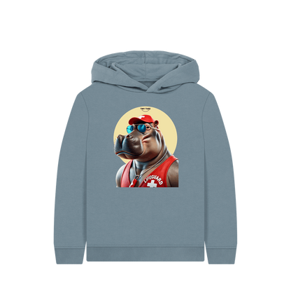 Stone Blue Printed Kids Hoodie