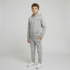 Tiny Tugz™ 100% Organic Cotton Teen Zip Hoodie – Stripe Logo – Grey