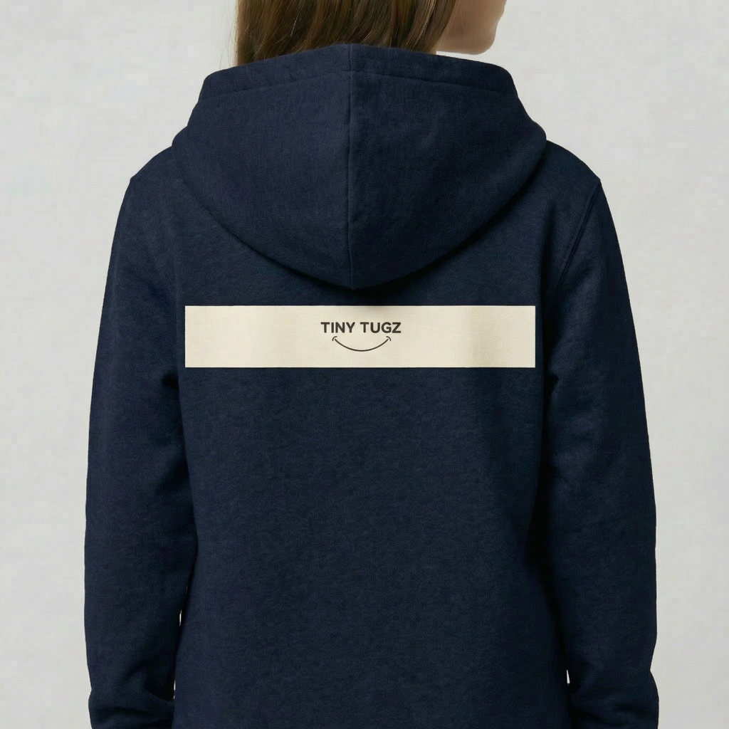 Tiny Tugz™ 100% Organic Cotton Teen Tracksuit – Stripe Logo – Navy