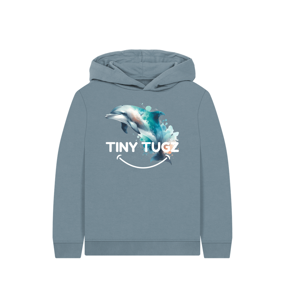 Stone Blue Printed Kids Hoodie