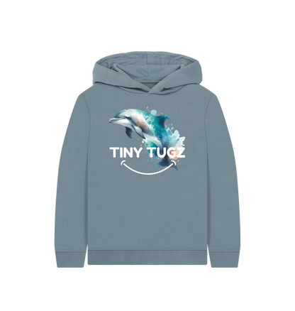 Stone Blue Printed Kids Hoodie