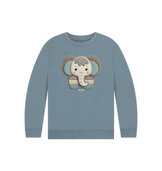 Stone Blue Printed Kids Jumper