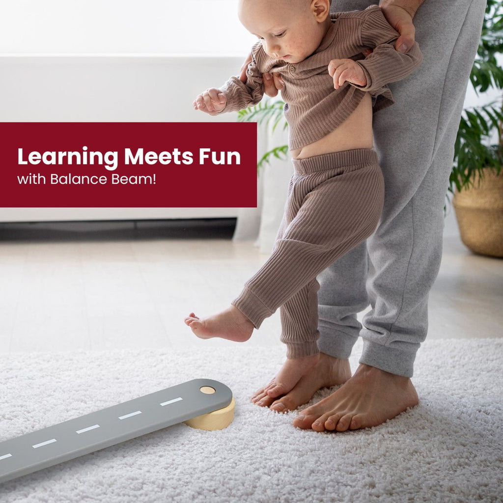 4-Piece Indoor Montessori Wooden Sensory Path for Kids – Balance Beam Learning Set - Tiny Tugz™