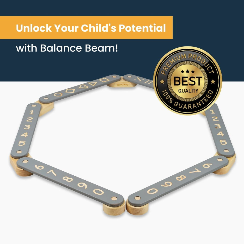 4-Piece Indoor Montessori Wooden Sensory Path for Kids – Balance Beam Learning Set - Tiny Tugz™