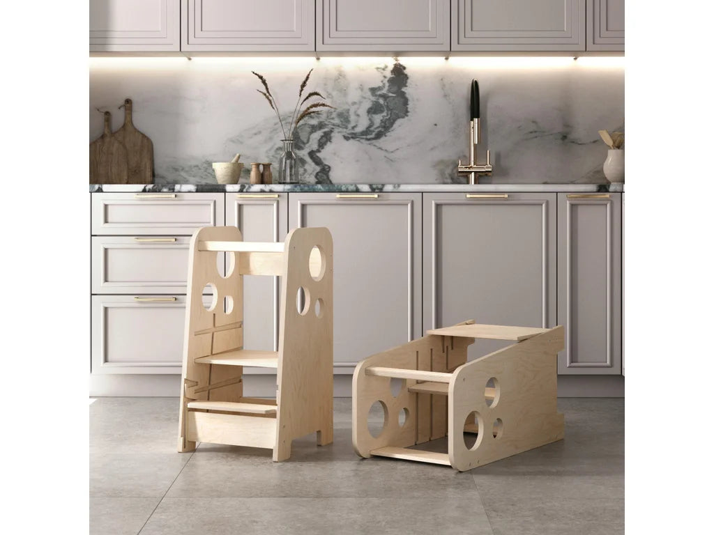 Adjustable Montessori Learning Tower – 3-in-1 Table & Chair Set
