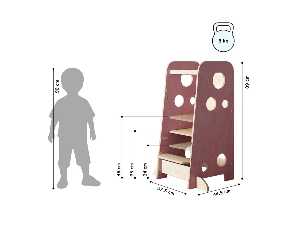 Tall Adjustable Learning Tower (89cm) – 3-in-1 Montessori Kitchen Helper