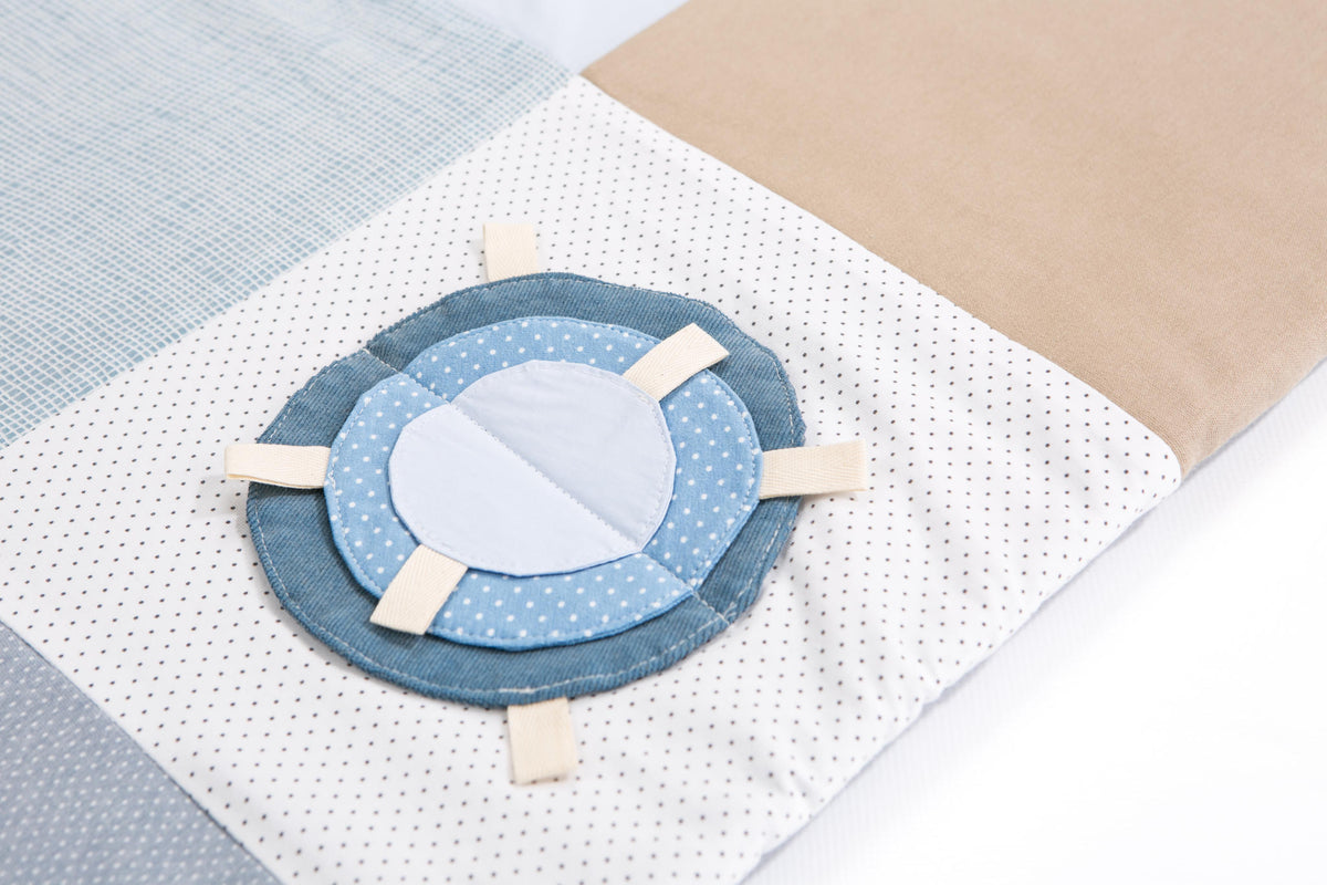 GOTS Organic Activity Mat & Arches 100×100 cm for Babies (0–18m) - Blue - Tiny Tugz™