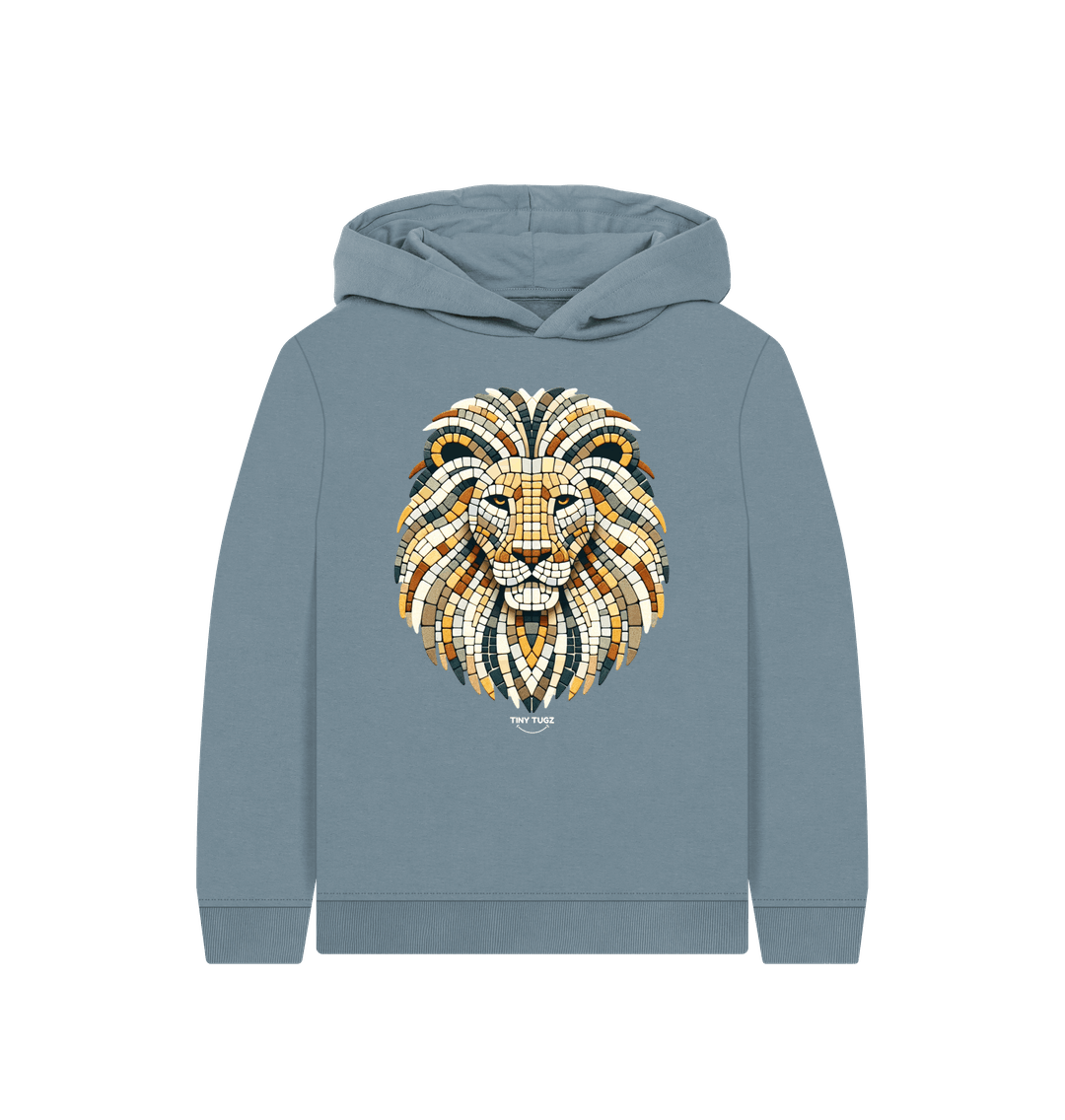Stone Blue Printed Kids Hoodie