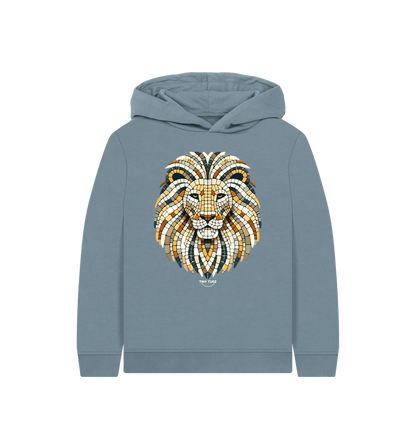 Stone Blue Printed Kids Hoodie