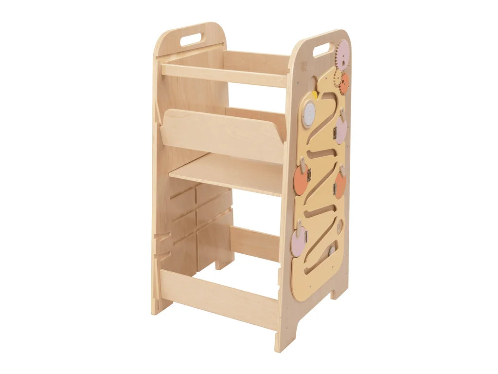 5-in-1 Learning Tower with Drawing Board – Yellow, 80kg Capacity
