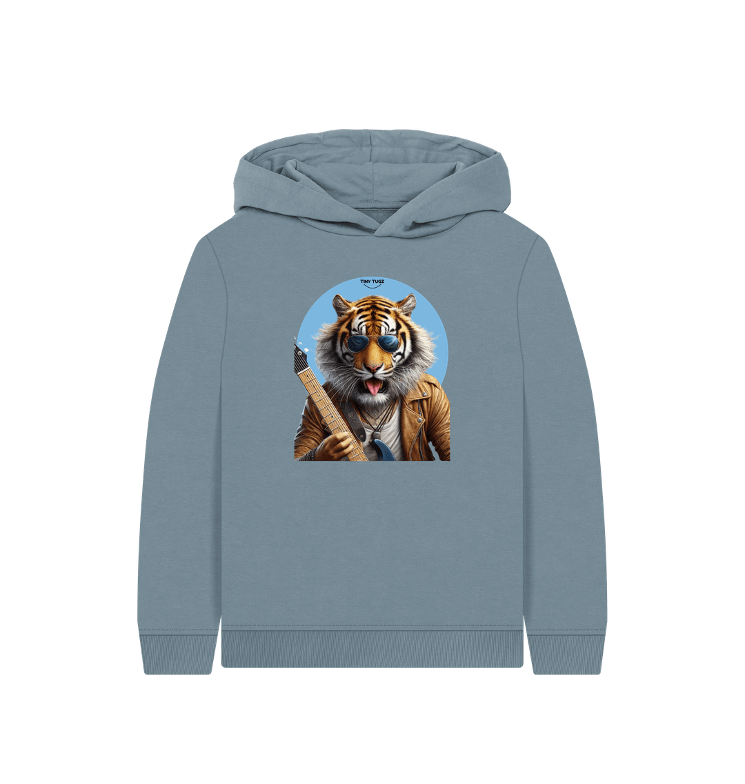 Stone Blue Printed Kids Hoodie