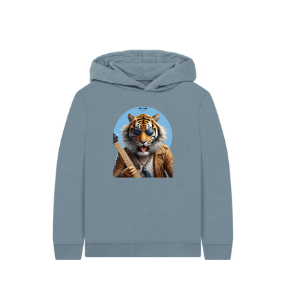 Stone Blue Printed Kids Hoodie