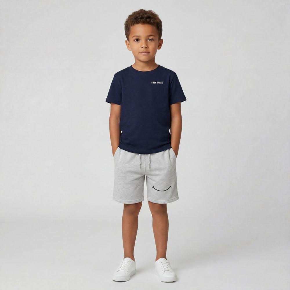 Kids Spring/Summer Organic Cotton Set (Navy T-Shirt + Heather Grey Shorts)