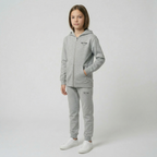 Tiny Tugz™ 100% Organic Cotton Teen Zip Hoodie – Stripe Logo – Grey