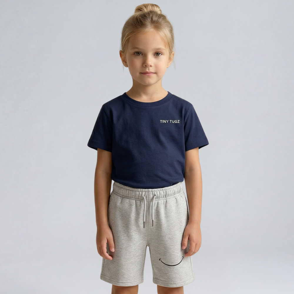 Kids Casual Organic Cotton Set (Navy T-Shirt + Grey Shorts)