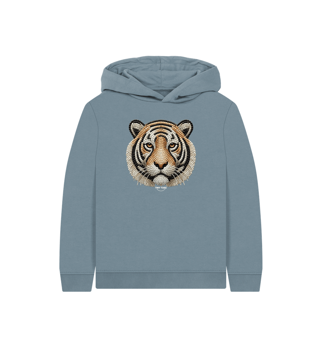Stone Blue Printed Kids Hoodie