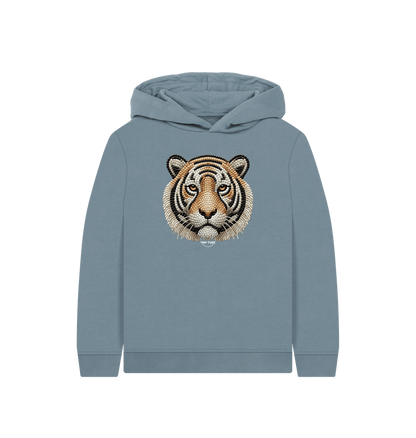 Stone Blue Printed Kids Hoodie