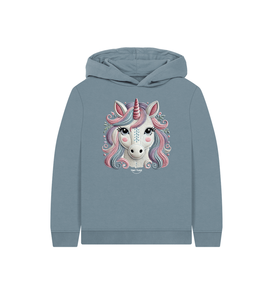 Stone Blue Printed Kids Hoodie