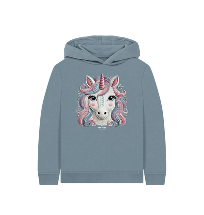 Stone Blue Printed Kids Hoodie