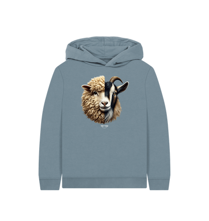 Stone Blue Printed Kids Hoodie