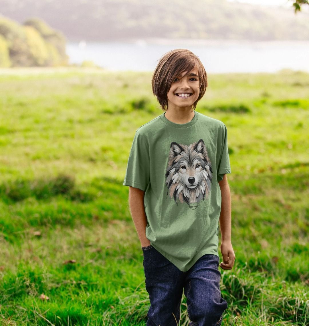 Organic Cotton Kids’ T-Shirt – Canvas Wolf Print