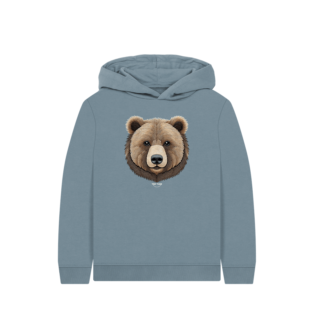 Stone Blue Printed Kids Hoodie