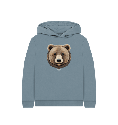 Stone Blue Printed Kids Hoodie