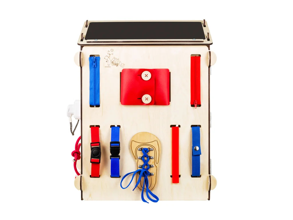 Wooden Busy Board House – 6-Panel Montessori Activity Playhouse