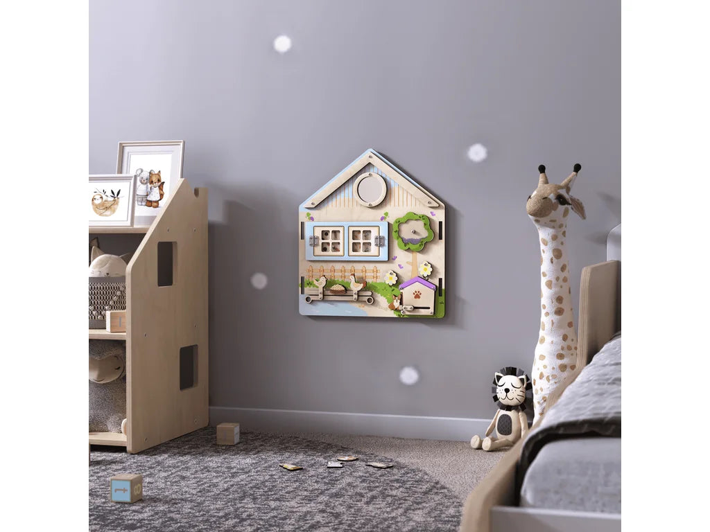 All-in-One Wooden Activity Board – Fine Motor & Logic Skills