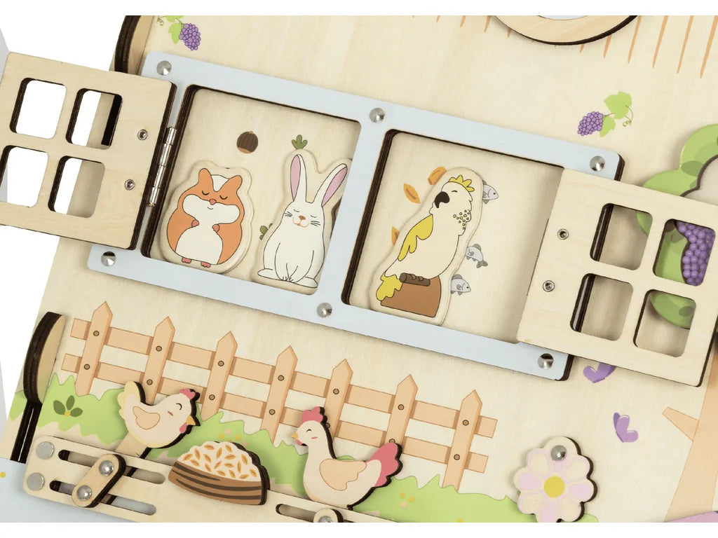All-in-One Wooden Activity Board – Fine Motor & Logic Skills
