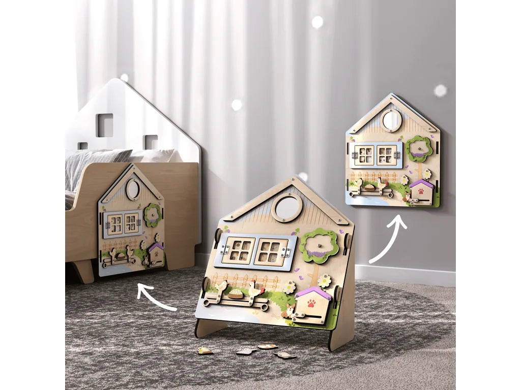 All-in-One Wooden Activity Board – Fine Motor & Logic Skills