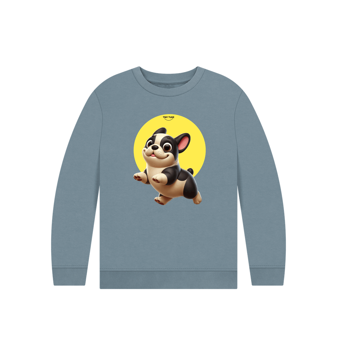 Stone Blue Printed Kids Jumper