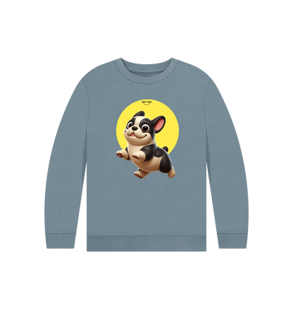 Stone Blue Printed Kids Jumper
