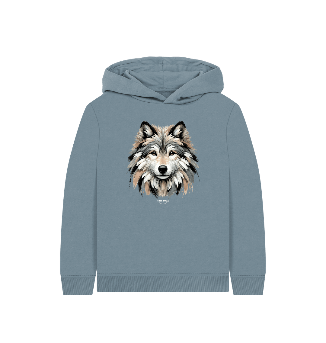 Stone Blue Printed Kids Hoodie