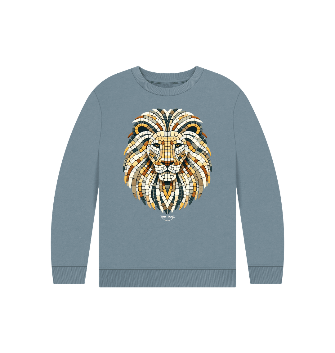 Stone Blue Printed Kids Jumper
